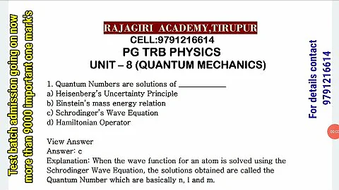 Pg trb physics /unit 8/Quantum mechanics /test batch/Study material /educational methodology in tami