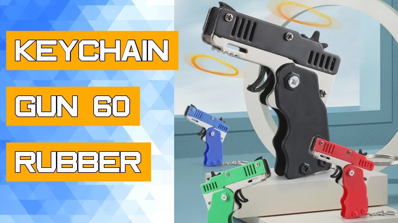 keychain gun 60 rubber bands rubber band gun Shooting Pistol Alloy Kid