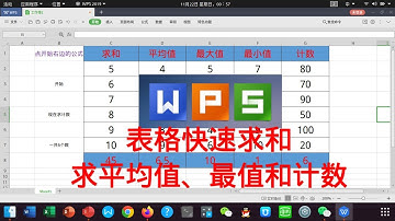 wps表格快速求和 求平均值最大值最小值和计数 Office办公软件excel基础入门