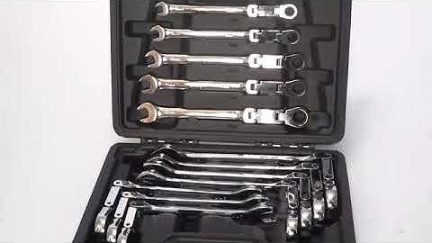DISEN 12pcs Ratchet Wrenches Set Double Jointed, Metric Flex Head Ratcheting Wrench Set 8-19mm