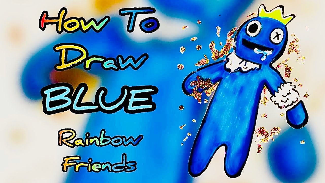 HOW TO DRAW BLUE ORIGINS from ROBLOX RAINBOW FRIENDS  como dibujar a azul  de roblox rainbow friends 