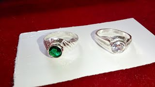 Silver Gents Green And White Stone Ring Design Weight And Price 230623