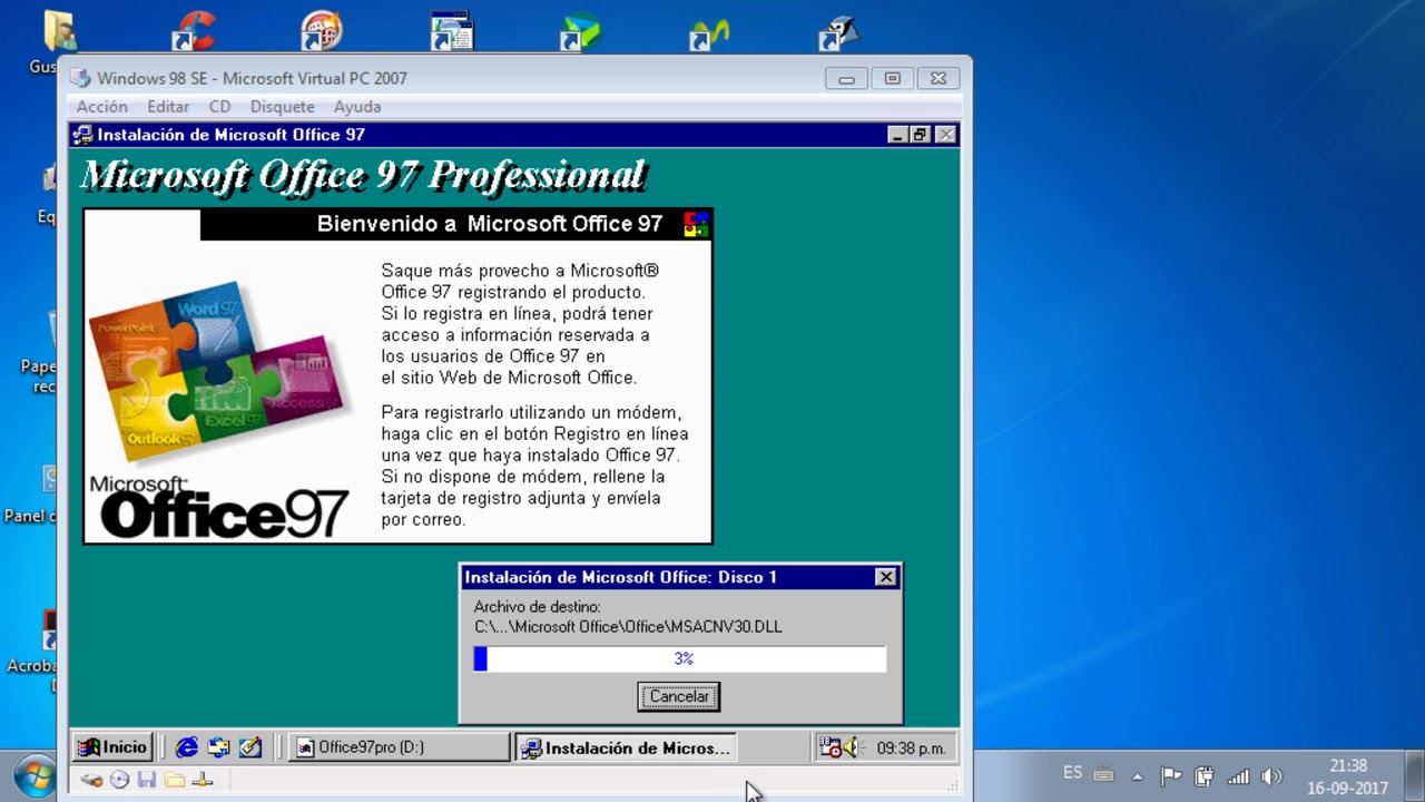 Instalacion de Office 97 full y en español Parte 02 - YouTube