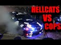 HELLCATS BURNOUT IN FRONT OF COPS AND RUN FROM POLICE CHOPPER!!!