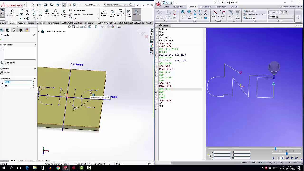 4 Cnc Frezede Basit Program Yazma 2 - YouTube