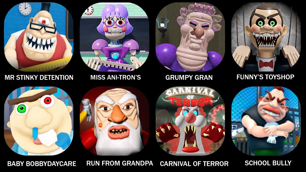 ROBLOX NEW ESCAPE MR SINKY DETENTION OBBY, ESCAPE MISS ANI-TRON'S SCARY OBBY, GRUMPY GRAN SCARY OBBY