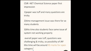 CSIR -NET Chemical Science 2022 paper first impression