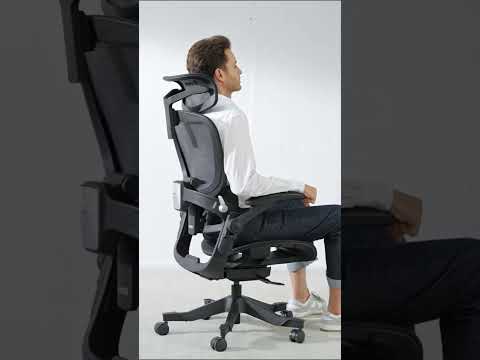 Крісло офісне ергономічне HINOMI H1 Classic V3 з підголівником, чорна сітка, видео 4