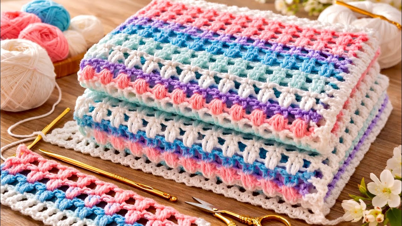 NEW!⚡️🩵Super Easy Crochet Baby Blanket Pattern for Beginners (Step by ...