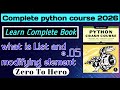 # 05 | What Are list and Modifying Elements in a List in Python? | Learn With Book | Start in 2026