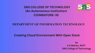 Creating Cloud Environment With Open Stack |Cloud Computing|SNS Institutions
