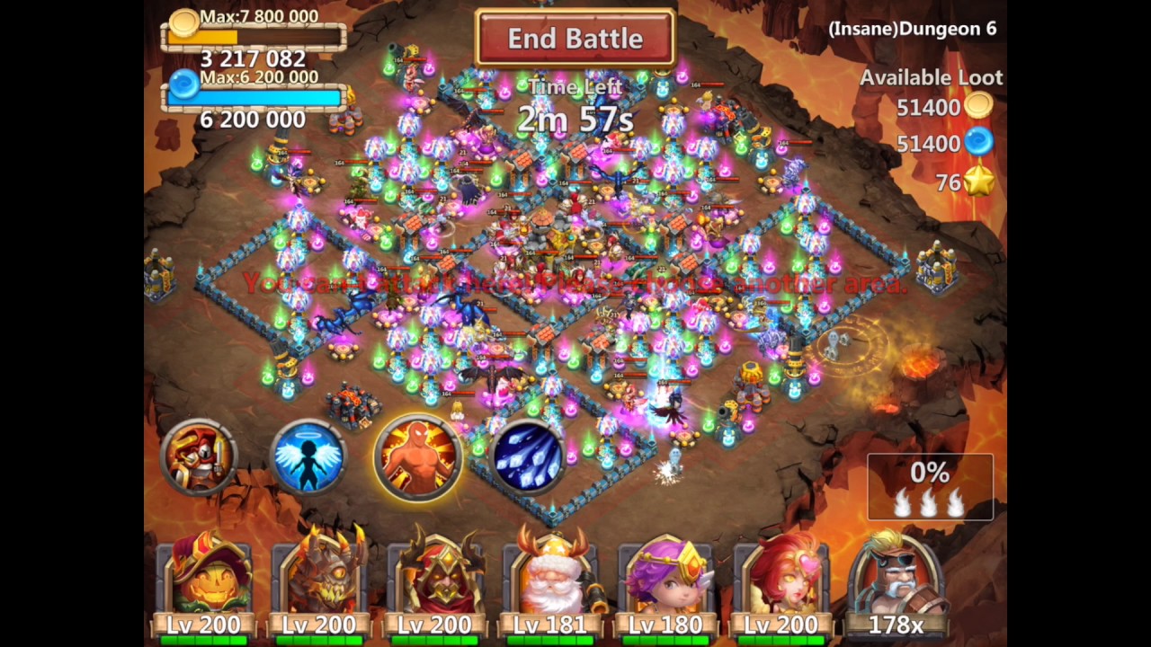 Castle Clash Insane Dungeon 6-7 with f2p heroes - YouTube