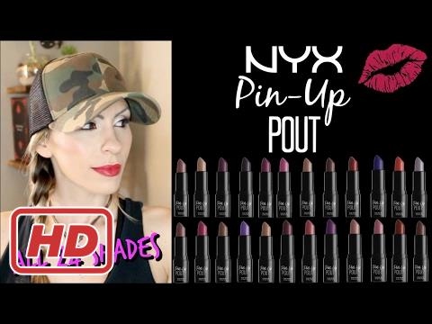 NYX Pin Up Pout Lipsticks (ALL 24 shades) Swatches and Review! 