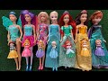 ASMR Most Popular Disney Prencess Mattel Dolls lots of colorful rainbow Dresses unpacking toys 6