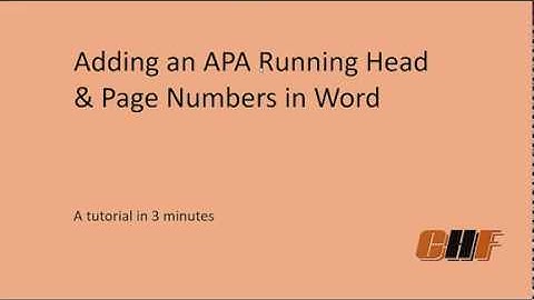 Adding APA Running Head and Page Numbers in MS Word