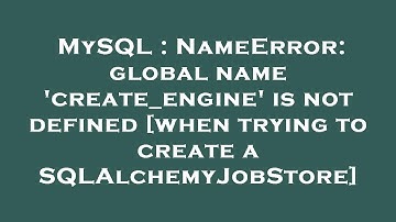 MySQL : NameError: global name 