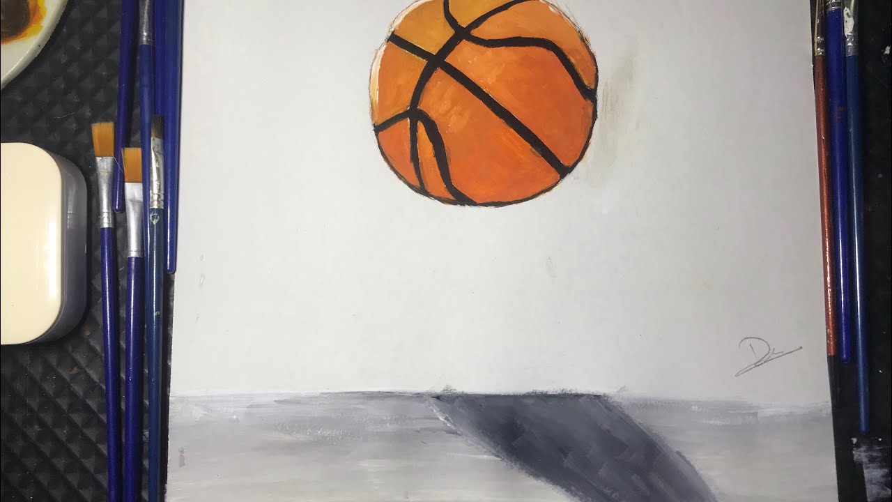 How to paint 3D basketball with watercolor - YouTube