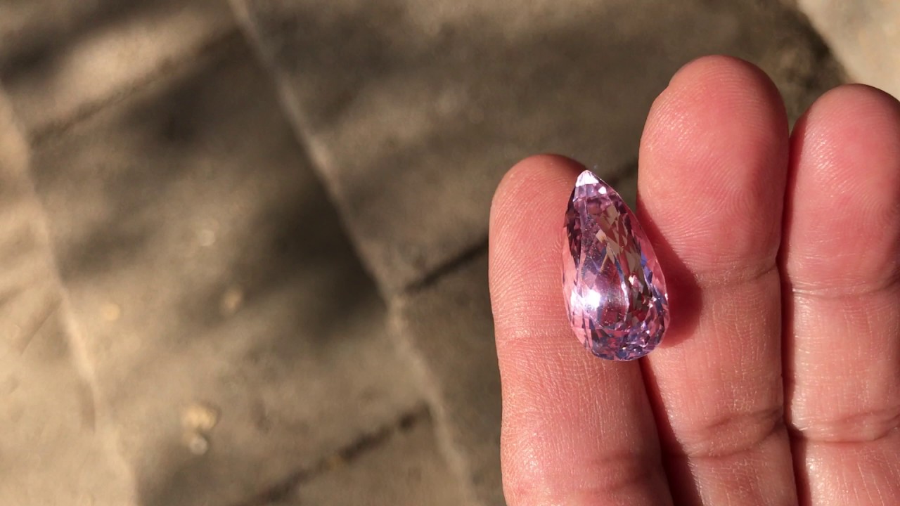 Kuntzite Pear Large 16.5 cts, Strong Pink Saturation Unheated