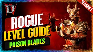 Rogue 1-55 Speed Leveling Guide To WT4 For Season 1 | Poison Blades Build | Diablo 4