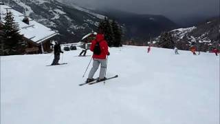 Skiing on the slopes of Méribel