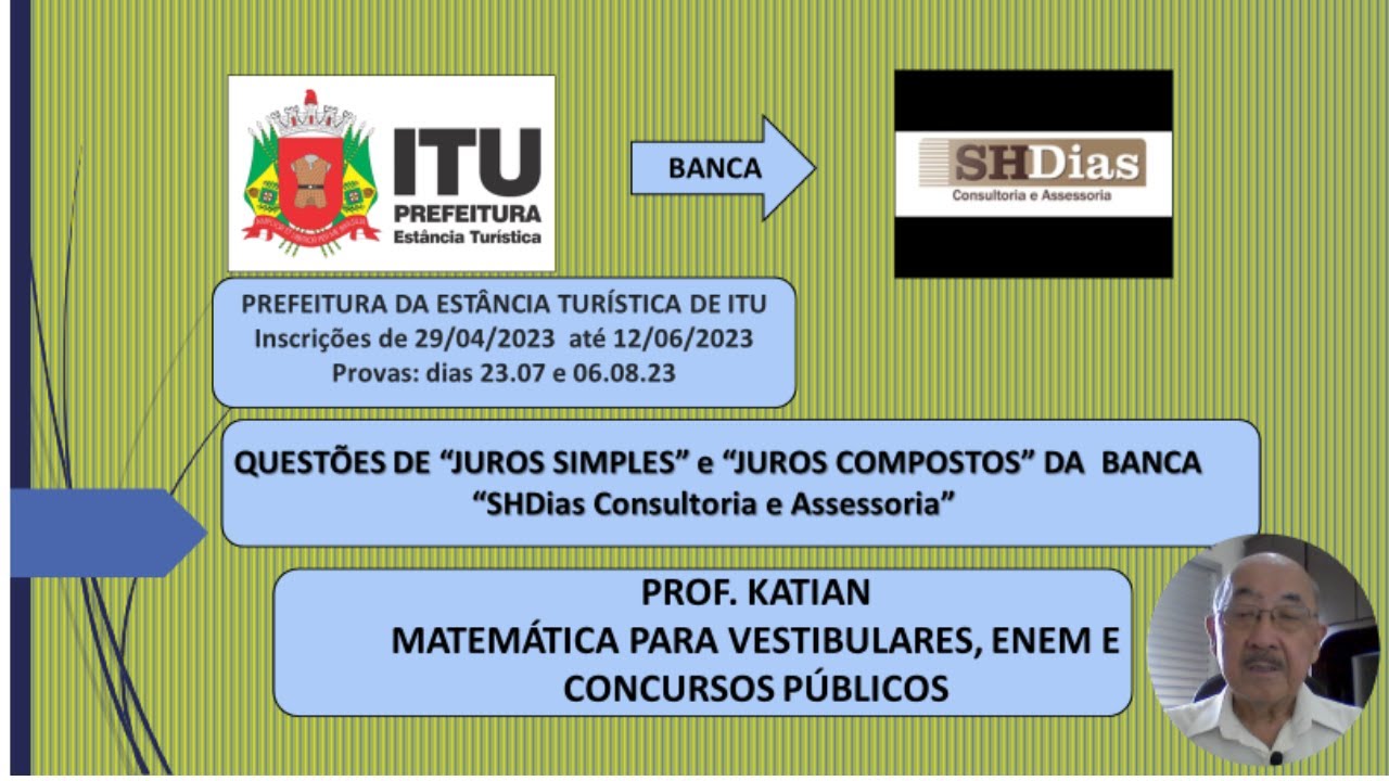AULA 07 - BANCA SHDias - CONCURSO PREFEITURA DE ITU - Um capital de R$ 1 600,00 esteve aplicado a