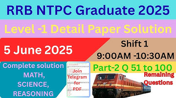 Solving RRB NTPC Previous year question paper 5 june 2025 shift1 part2 #exam #group #ntpc #rrbntpc