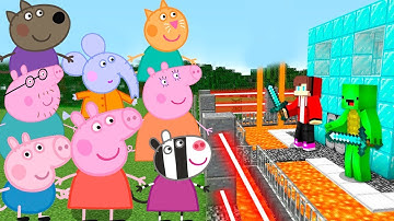 ALL PEPPA PIG Family vs Security House in Minecraft Challenge Maizen JJ and Mikey