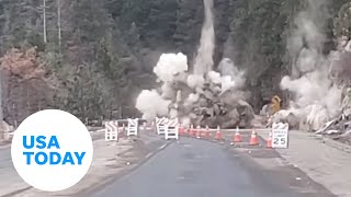 Boulders no more! California crews explode massive rocks to clear road | USA TODAY