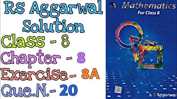 Linear Equation | Class 8 Exercise 8A Question Number 20 | Rs Aggarwal Class 8 | Md Sir class 8