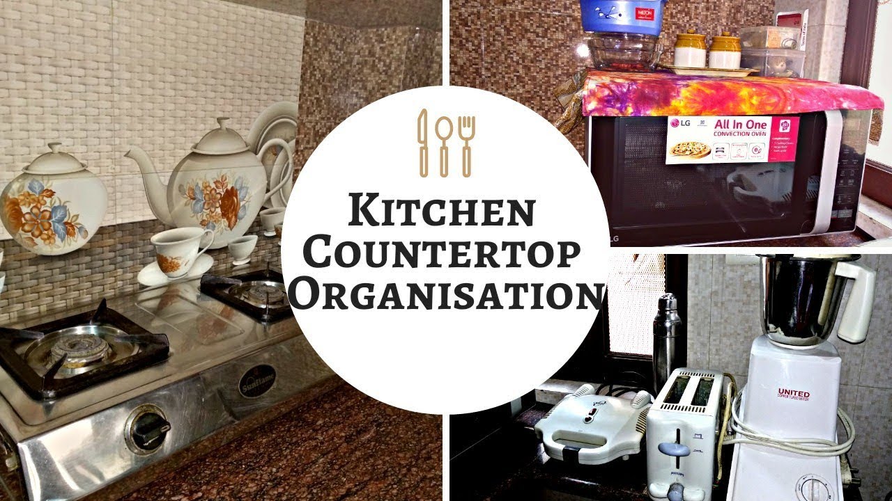 Kitchen countertop organisation in small space | how to organise kitchen countertop - YouTube