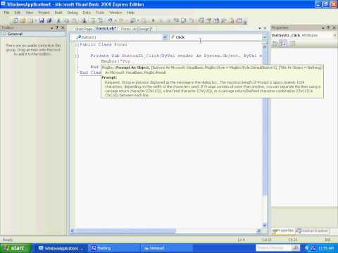 VisualBasic Lesson 1 - Advanced MsgBox
