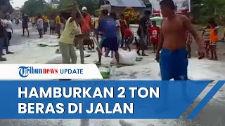 Viral Video Warga Maluku Buang 2 Ton Beras di Jalan Depan kantor Kepala Desa, Geram Tak Dibagikan