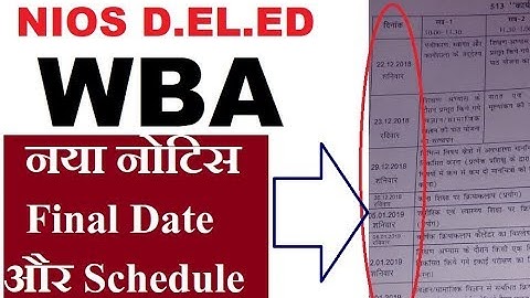 NIOS D.EL.ED WBA- workshop based activity date and schedule new notice | Online Partner