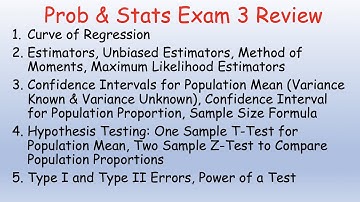 Probability and Statistics Exam 3 Review Problems and Solutions (includes Hypothesis Testing)