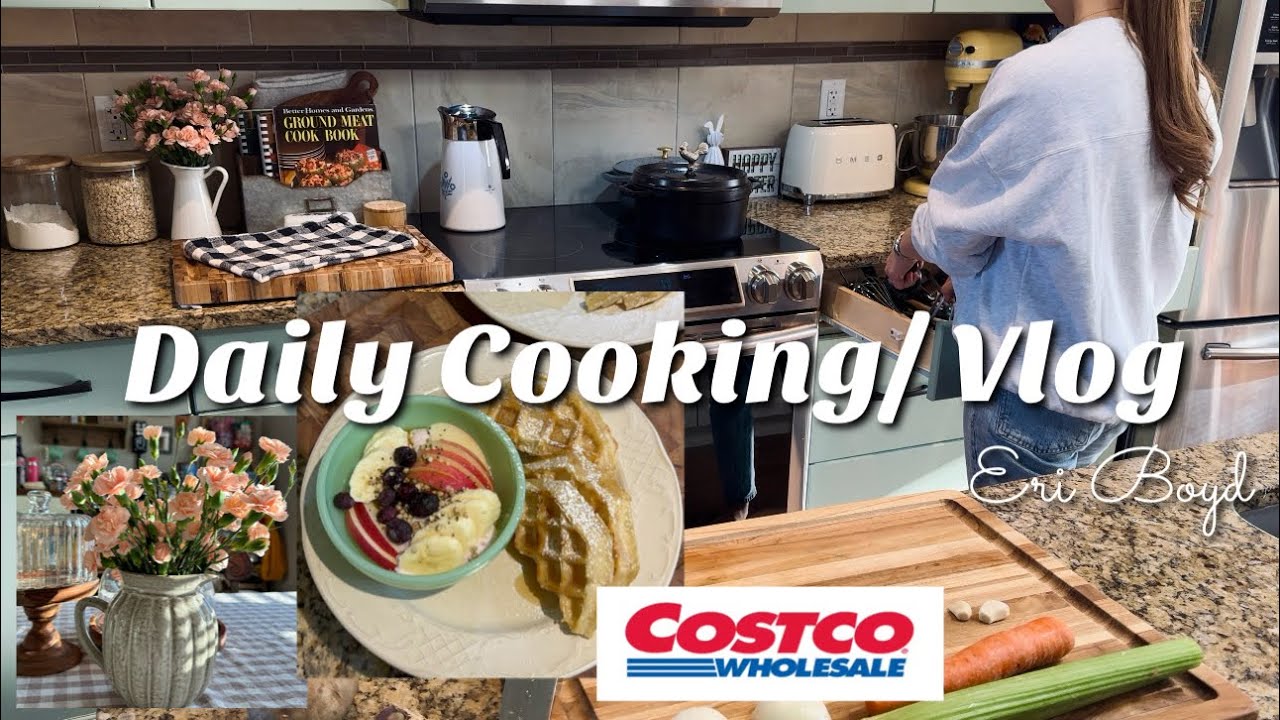 【カナダ暮らしと家庭料理🇨🇦】ホストマザーの日常/ホームステイ/朝ごはん🧇/ロテサリーチキンの簡単ディナー🍽️/チキンクリームスープ/コストコでお買い物購入品🛒