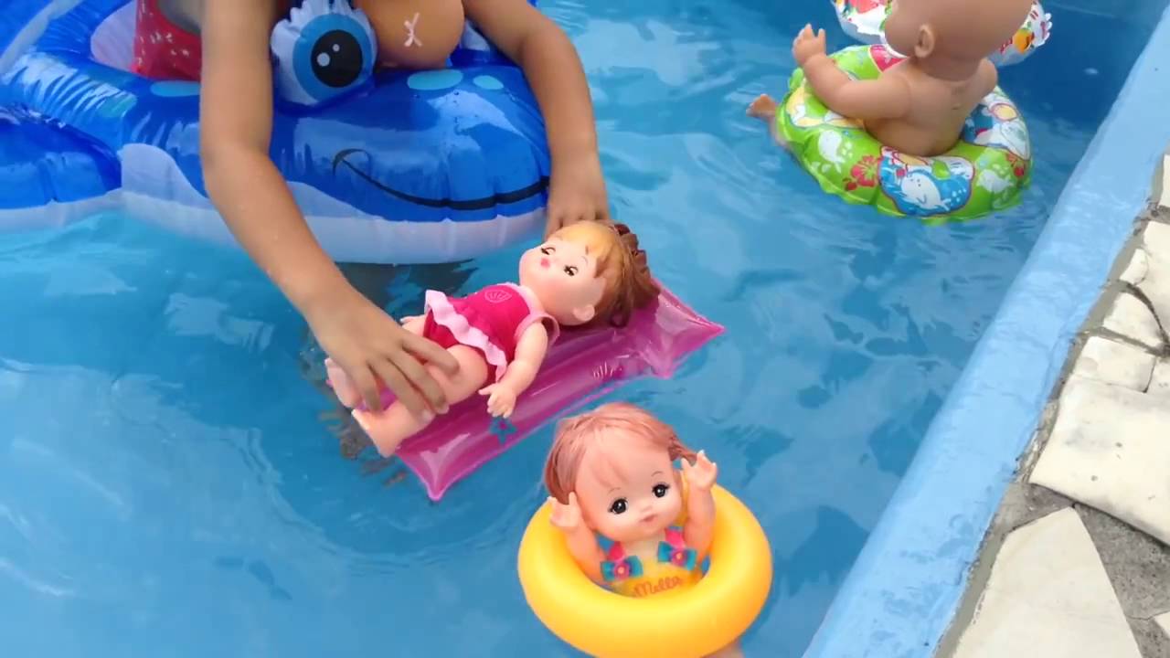 メルちゃん ぽぽちゃん ネネちゃん みんなで プール遊び Baby Doll pool play 5 babies メルちゃん