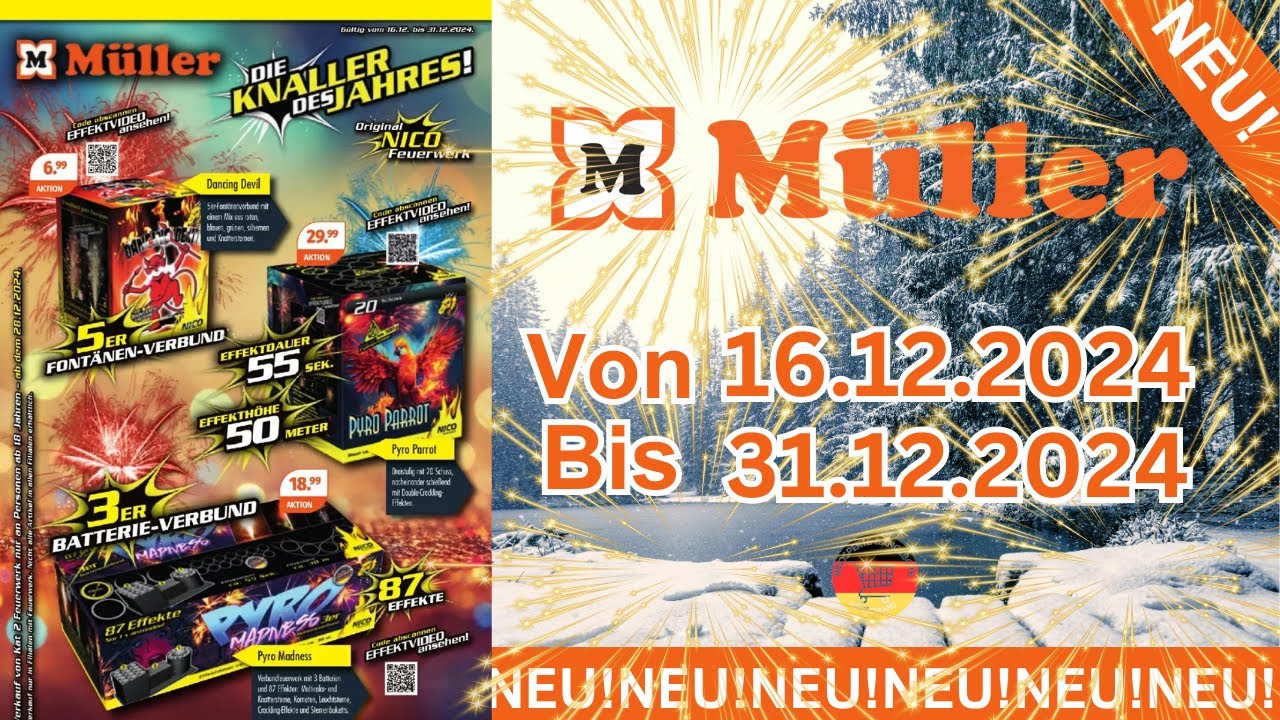 Müller Feuerwerk Werbung von 16.12.2024 Silvester Angebote