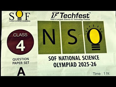 SOF| CLASS 4 | NATIONAL SCIENCE OLYMPIAD 2025-26| PAPER SET A ...