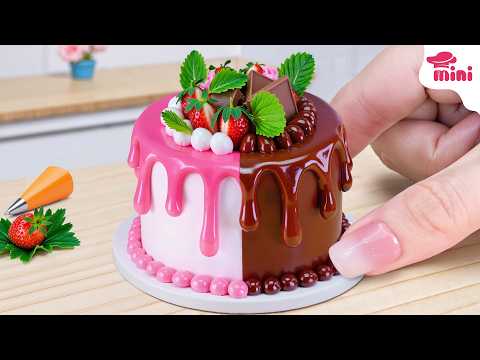 🍓 So Lovely Mini Strawberry Chocolate Drip Cake Decorating Ideas | Mini Bakery