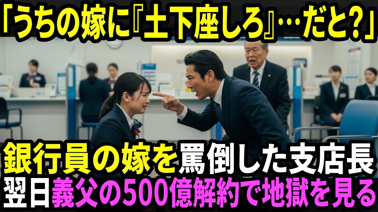 「うちの嫁に『土下座しろ』…だと？」銀行員の嫁を公開処刑した支店長…翌日、義父が500億解約し支店が凍りつく