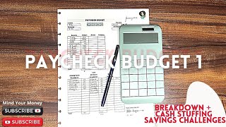 Paycheck 1 Reconciliation | JAN-2022 | CASH STUFFING ENVELOPES + SAVINGS CHALLENGES