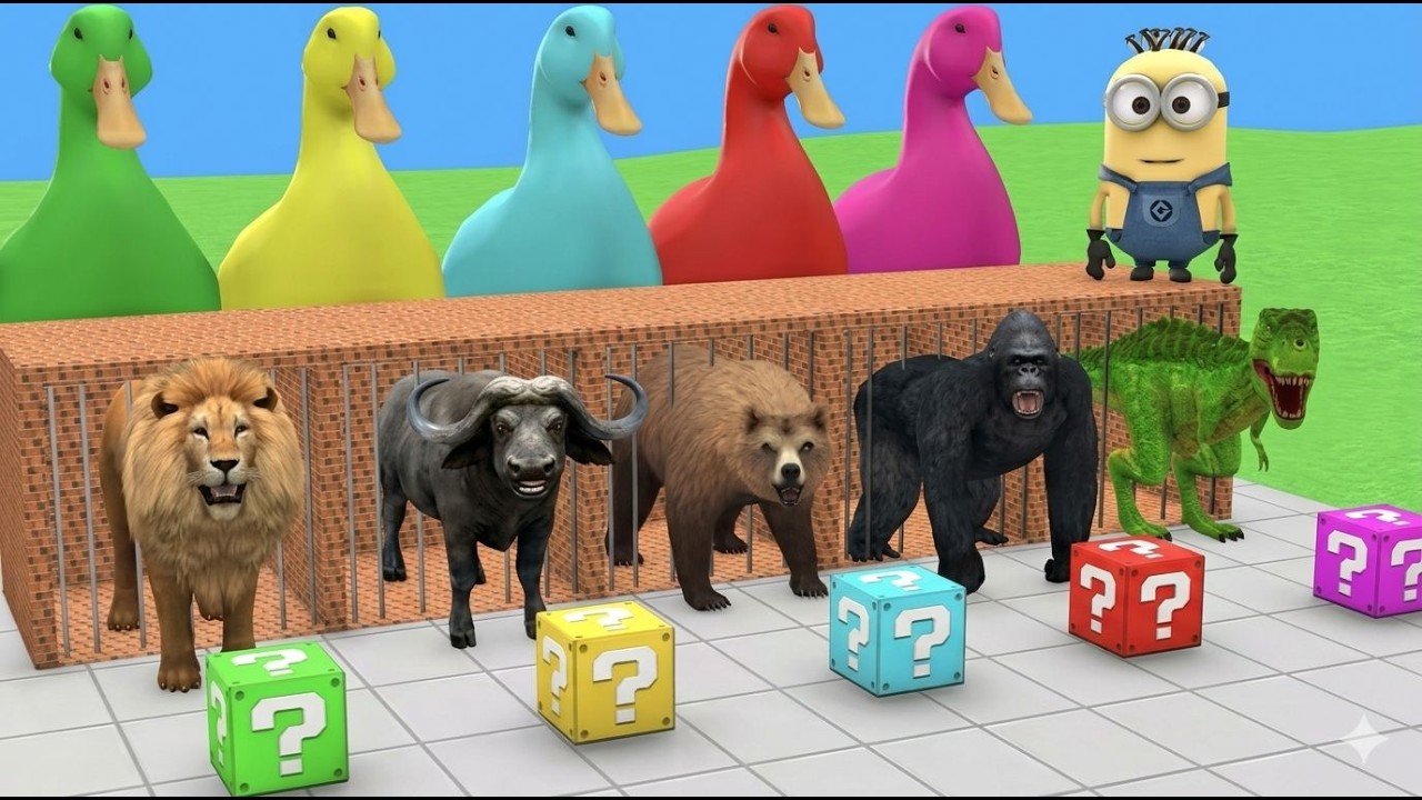 Long Slide Game With Cow Elephant Gorilla Hippopotamus Tiger 3d Animal Game Funny 3d Animals
