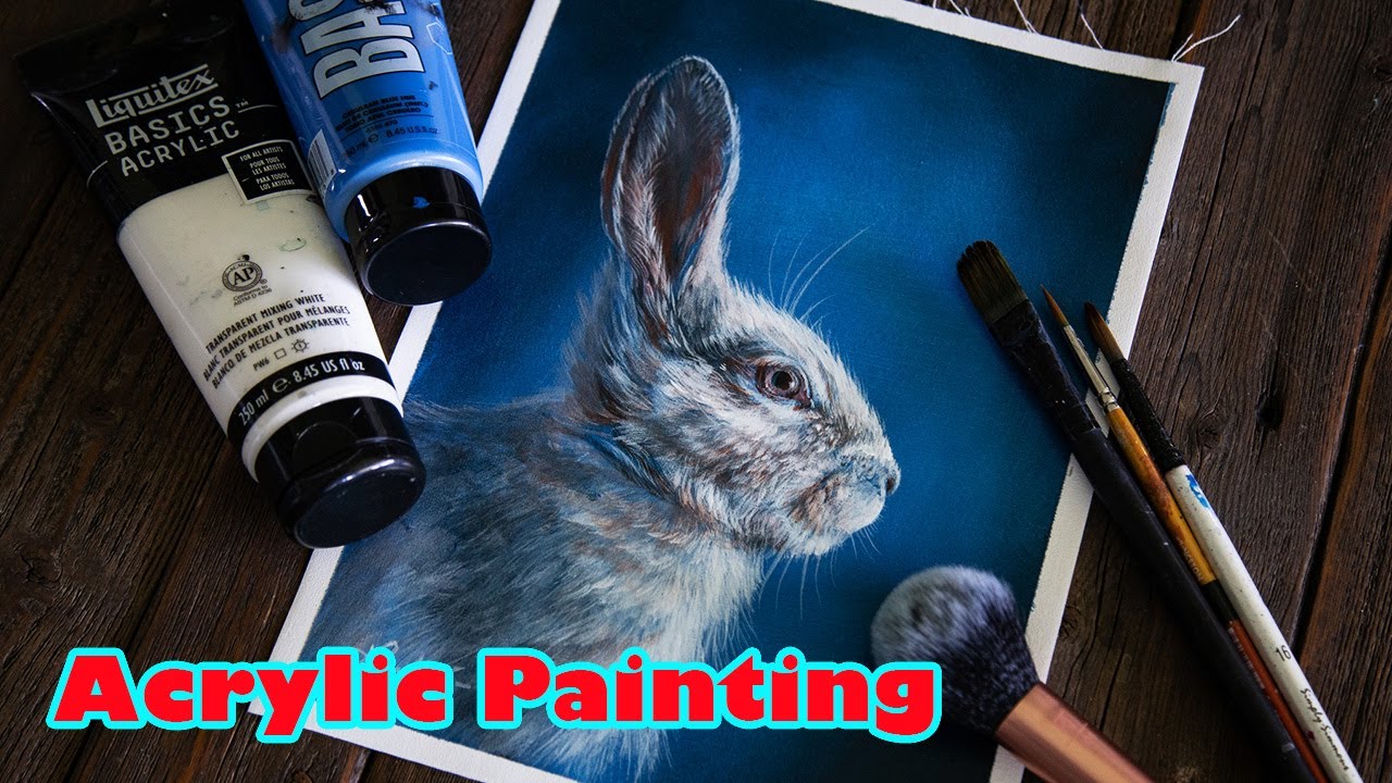 Smooth Backgrounds and White Fur - White Rabbit Acrylic Painting