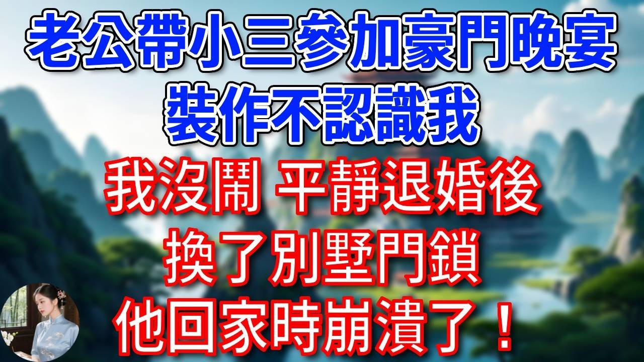 總裁老公帶小三參加豪門晚宴，裝作不認識我，我沒鬧，平靜退婚後，換了別墅門鎖，他回家時崩潰了！#為人處世#生活經驗#情感故事#故事#小說#戀愛#情感#婚姻