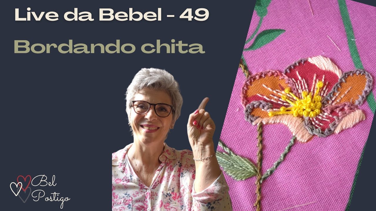 Live da Bebel - 49 - Bordando Chita - Pontos Mountmellick, Roseta e Rede