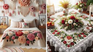 ♥️ 💯 Beautiful Bedsheet And Tablecloth Designs Knitted With Wool