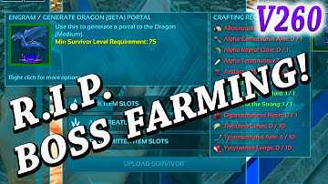 ARK BOSS SUMMON COST CHANGE!! RIP BOSS FARMING!! Ark Survival Evolved Update V260