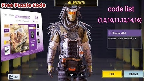 Moonlight Blessing Puzzle Code Chance to get the phantom null Character skin in Codm