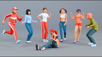 Modular woman in casual clothes - low-poly stylized - animations demo
