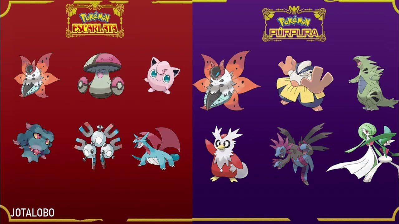 Diferencias de Pokémon en escarlata y púrpura 